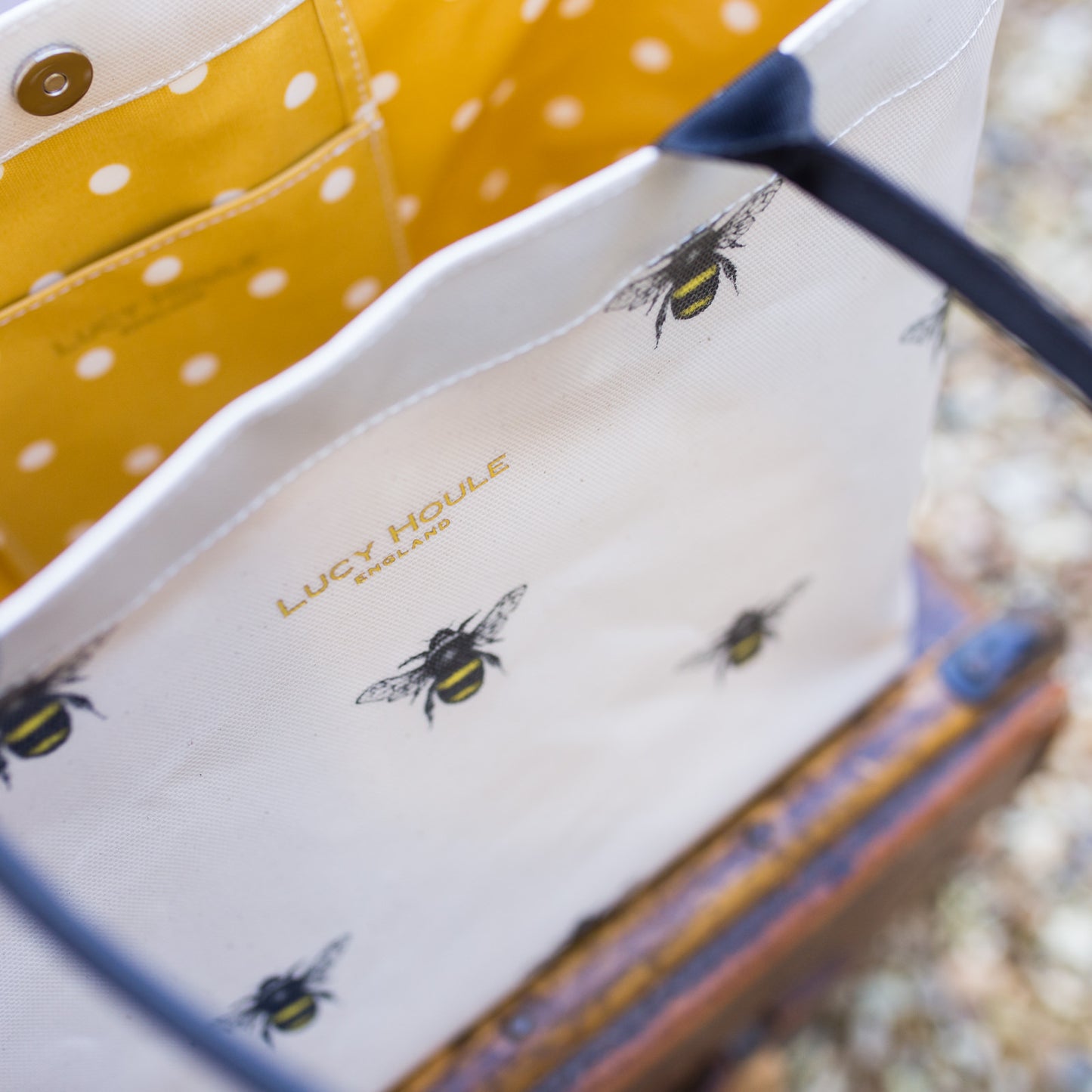 Vintage Bee 'Limited Edition' Medium Tote Bag with Black Handles