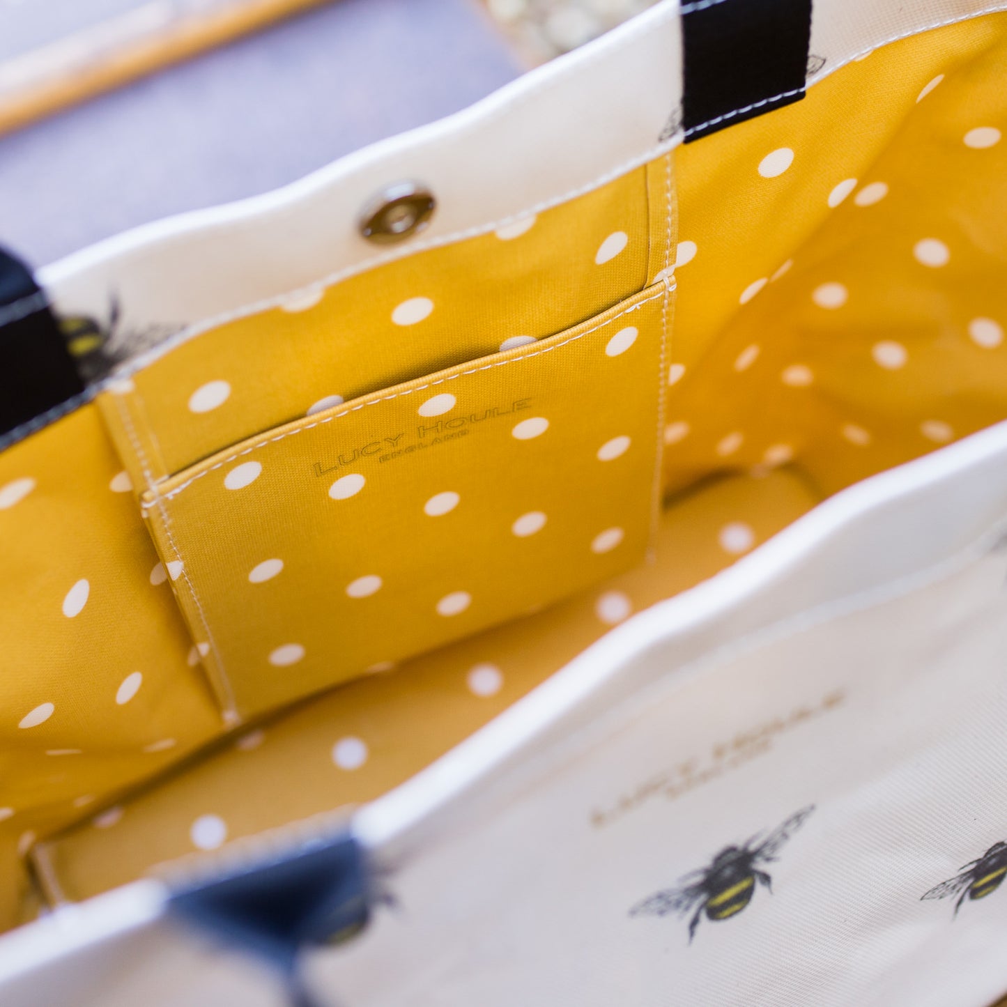 Vintage Bee 'Limited Edition' Medium Tote Bag with Black Handles
