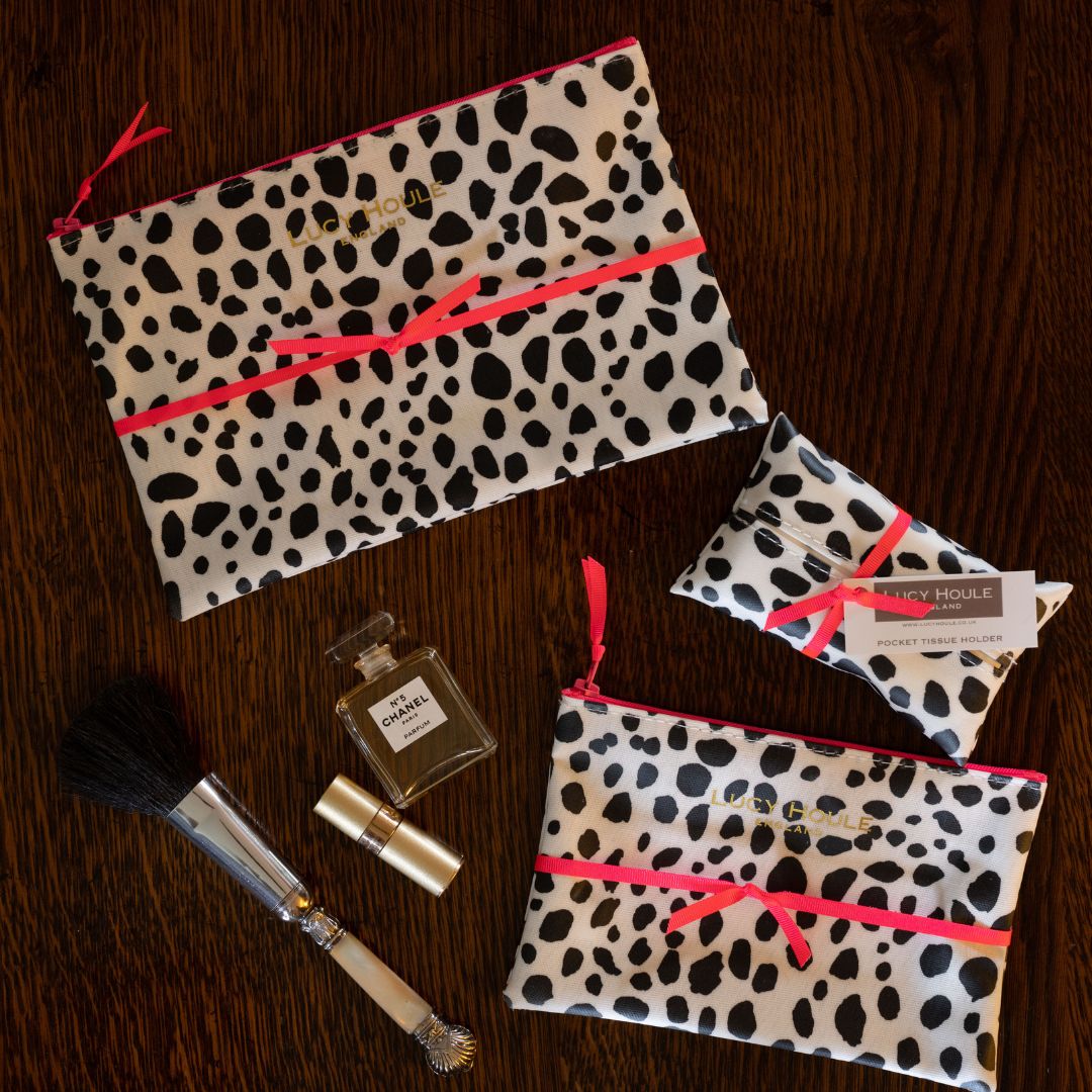 Dalmatian Handbag Set with Pink Neon Zip
