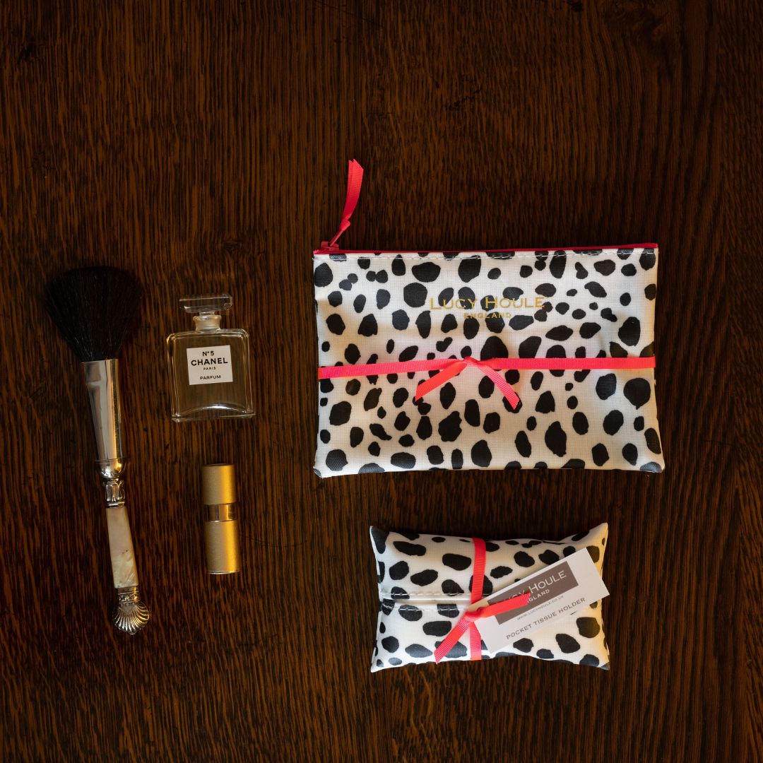 Dalmatian Handbag Set with Pink Neon Zip