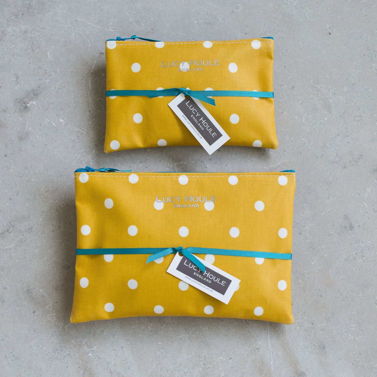 Honey & White Spot Make-Up Bag with Aqua Zip