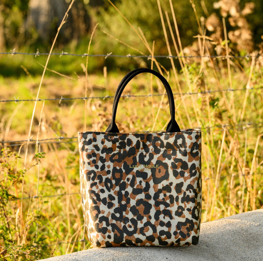 Limited Edition Leopard Print Mini Tote Bag with Black Handles