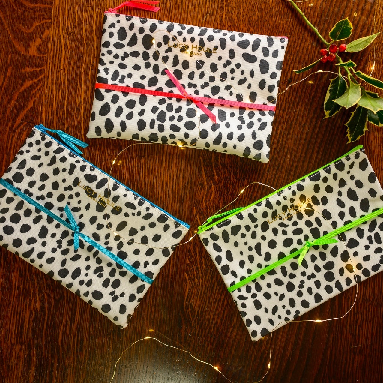 Dalmatian Make-Up Bag with Turquoise Zip