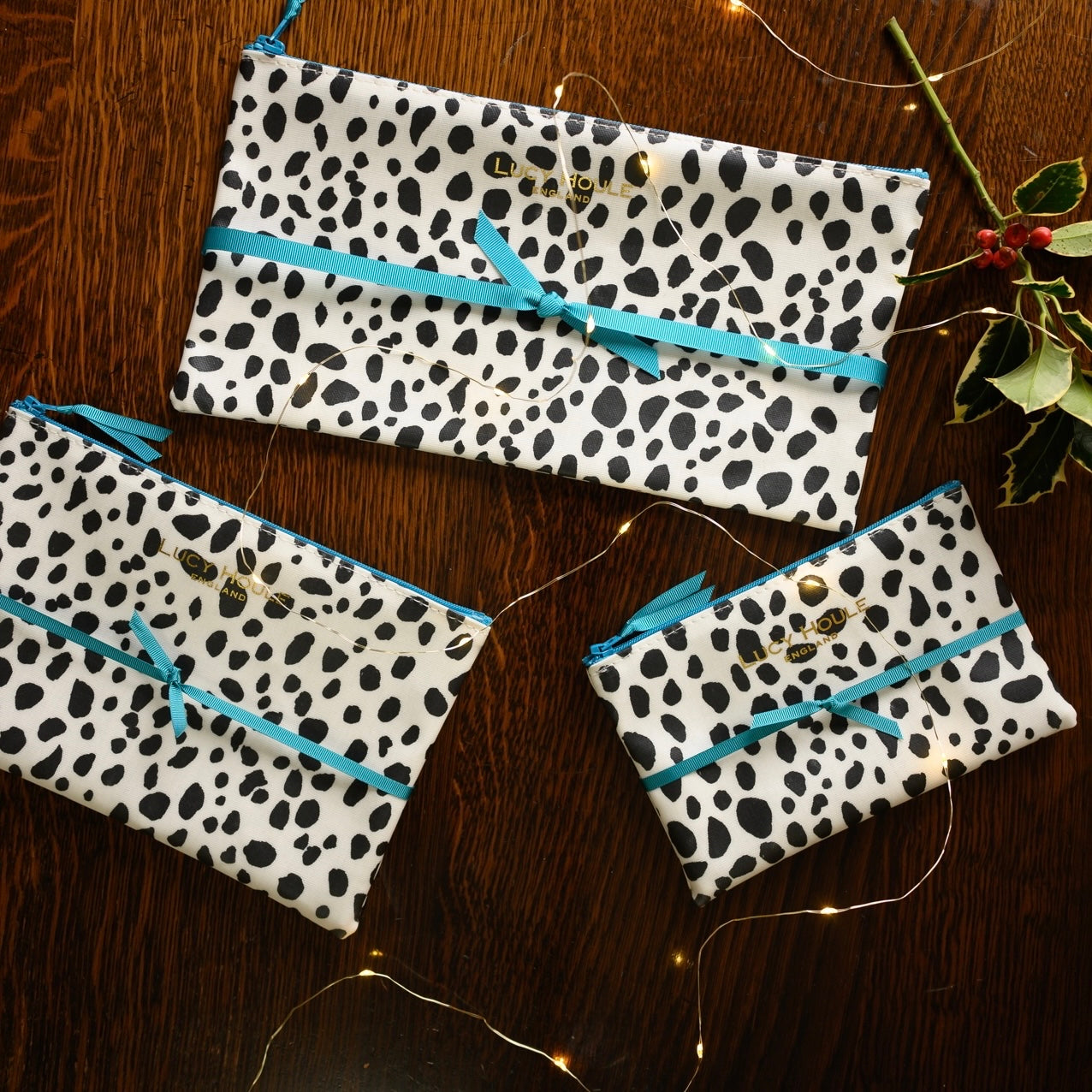 Dalmatian Make-Up Bag with Turquoise Zip