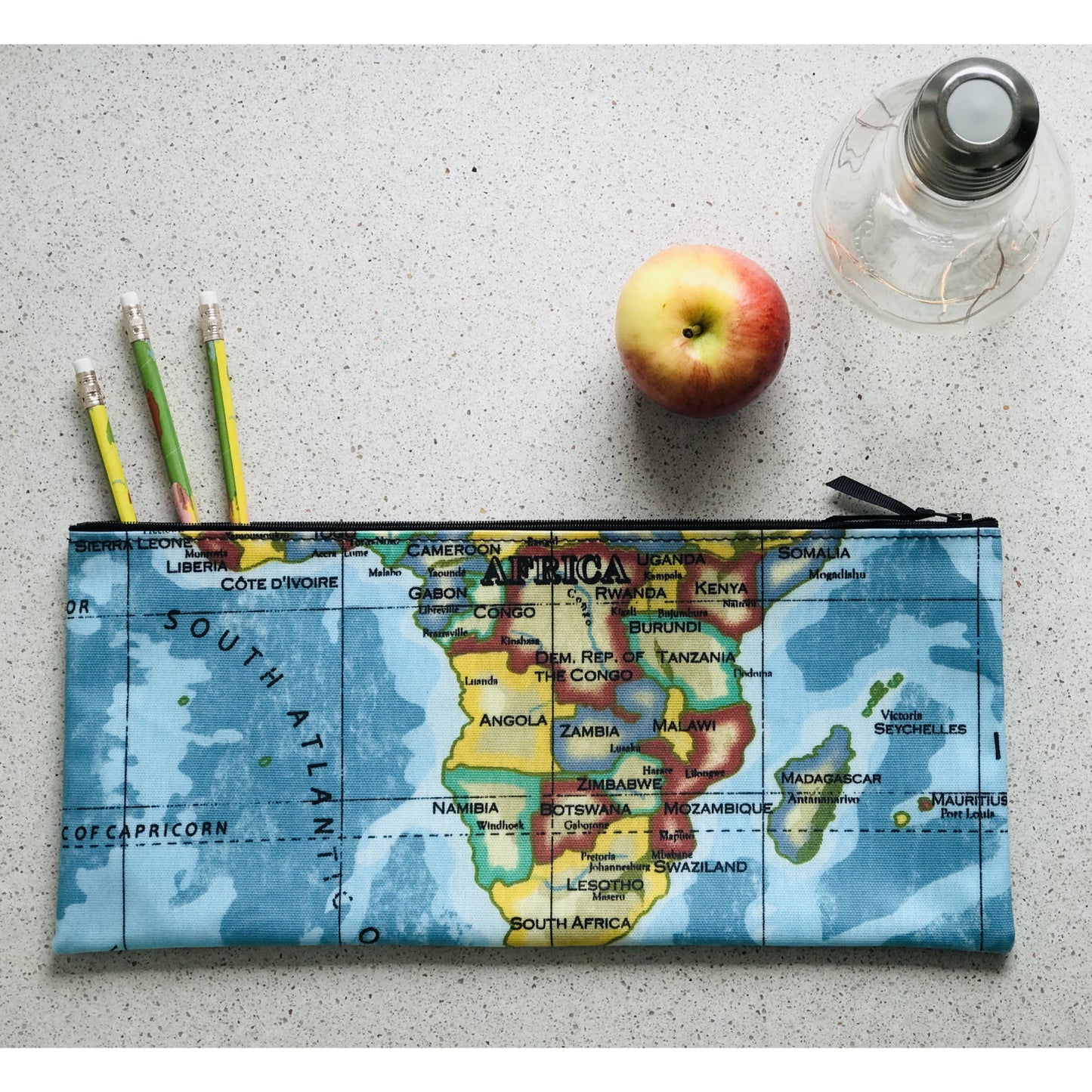 World Map Long Pencil Case