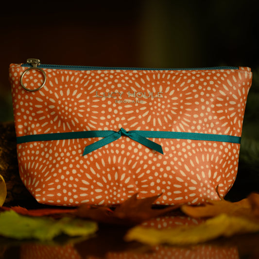 Amber Sunburst Lined Make-Up Bag with Aqua Zip