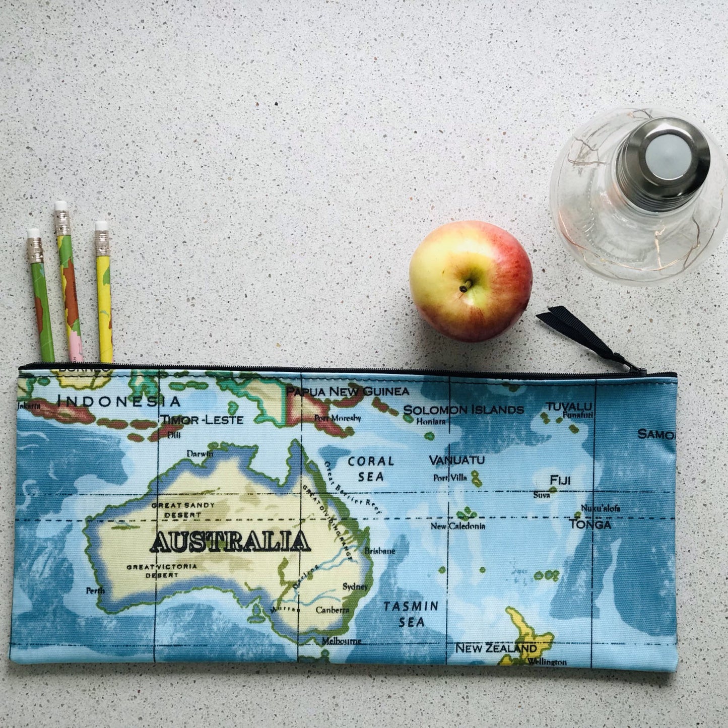 World Map Long Pencil Case