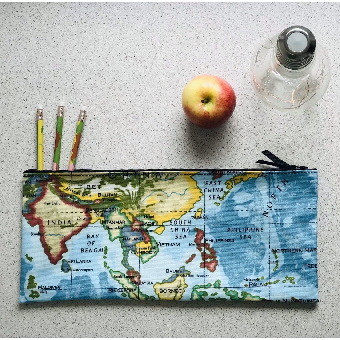 World Map Long Pencil Case