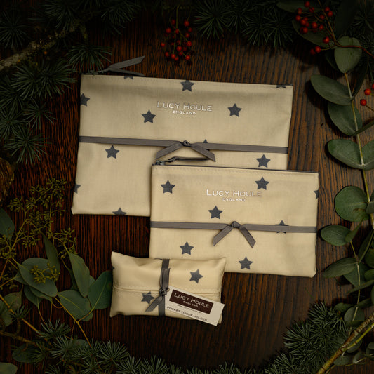 Cream & Grey Small Star Make Up Bag