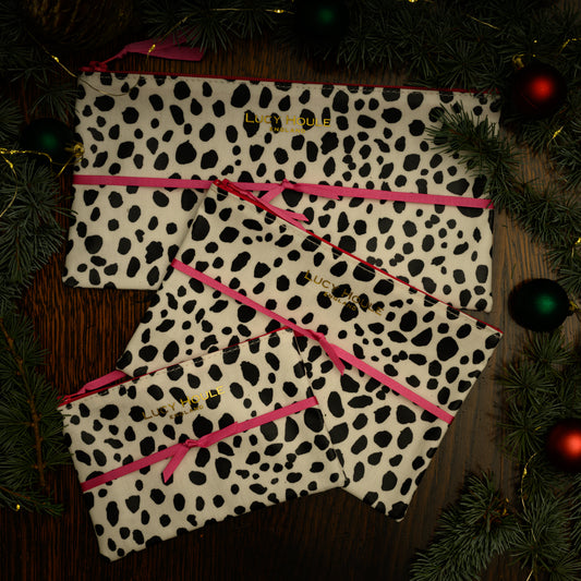 Dalmatian Make-Up Bag with Pink Zip