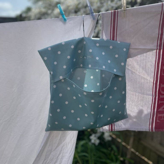 Duck Egg Blue Spot Peg Bag