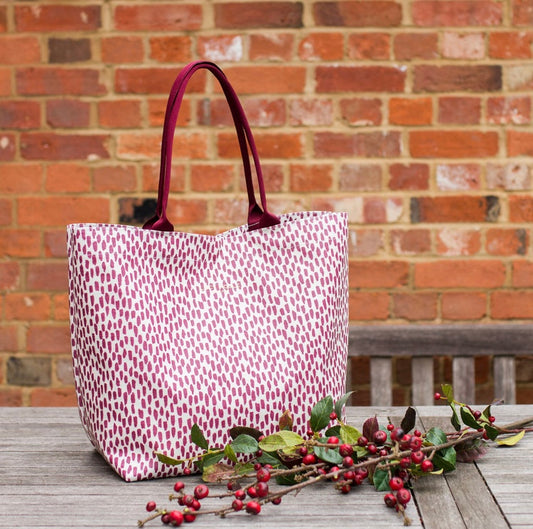 Limited Edition Mulberry Cobblestone Medium Tote Bag with Burgundy Handles