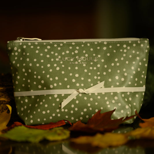 Green Ditsy Spot Lined Make-Up Bag