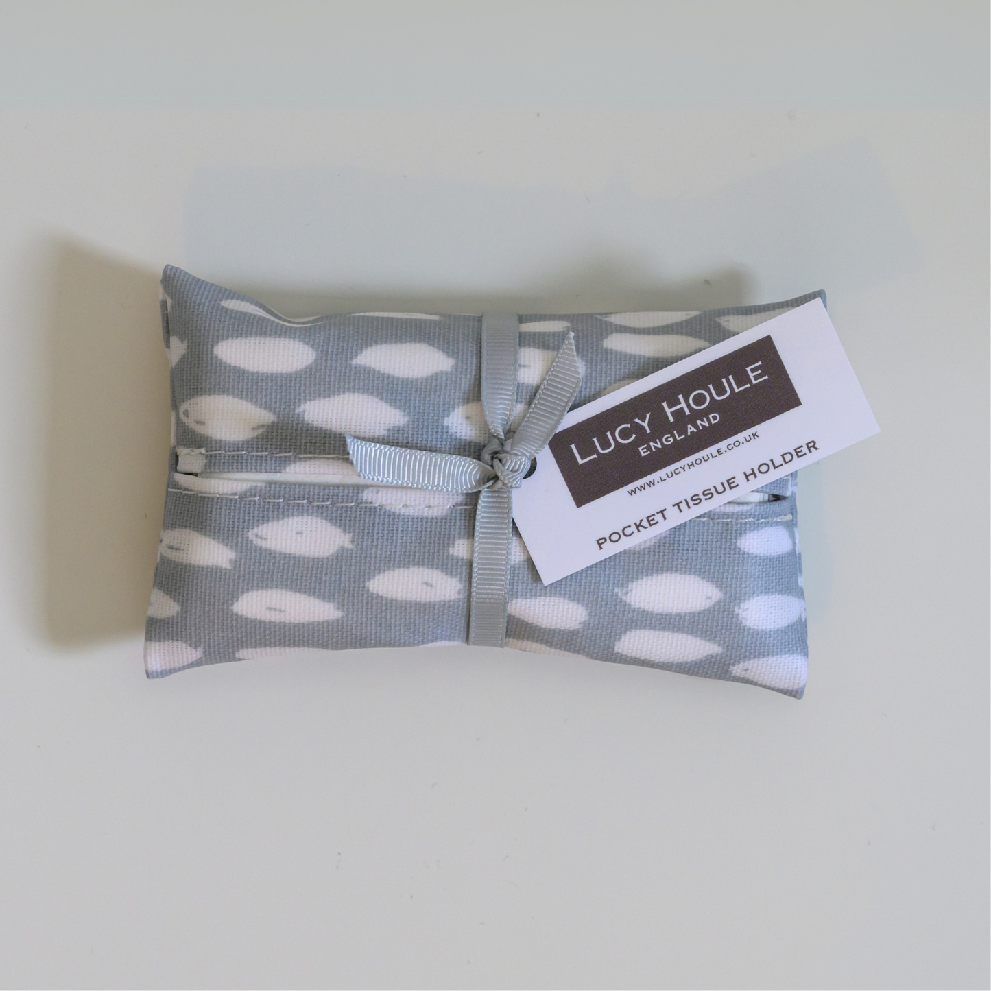 Grey Feather Pocket Tissue Holder