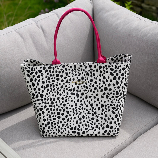 Dalmatian Medium Tote Bag with Hot Pink Handles