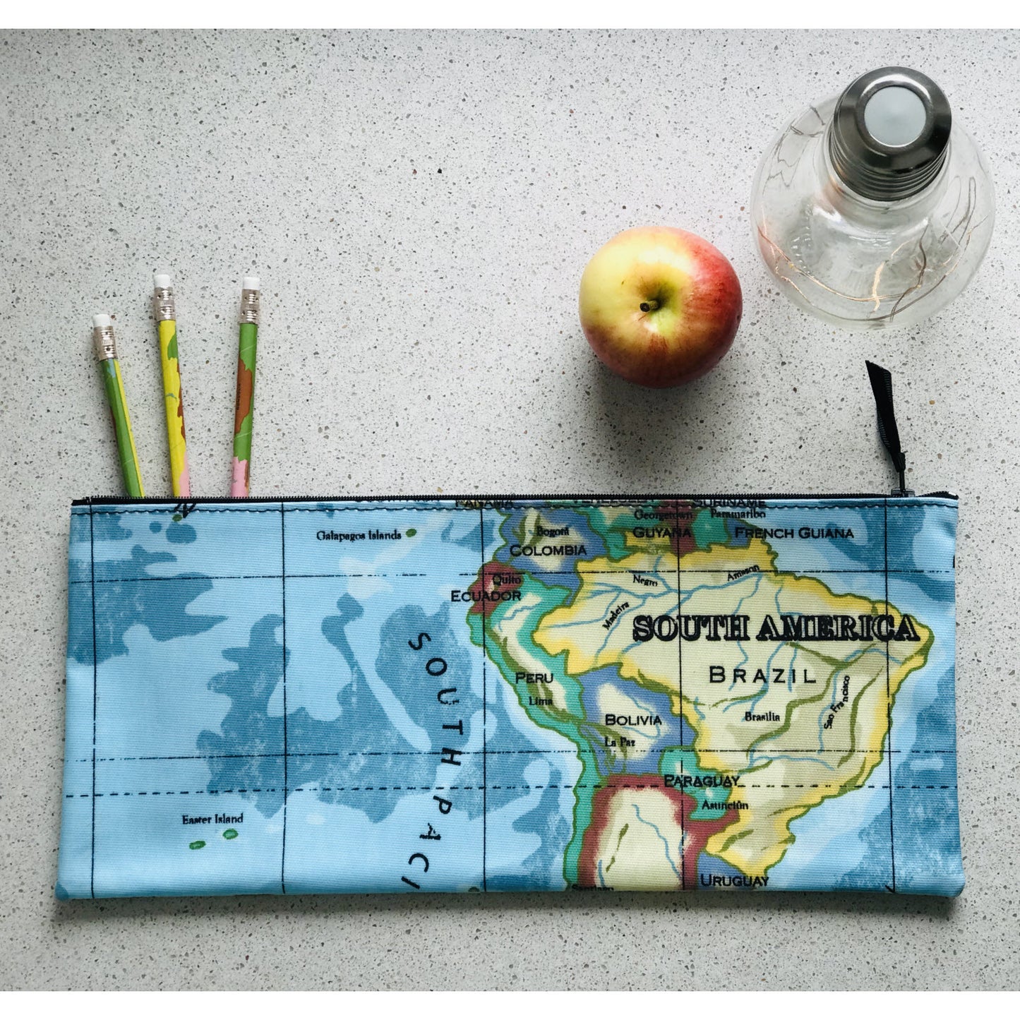 World Map Long Pencil Case