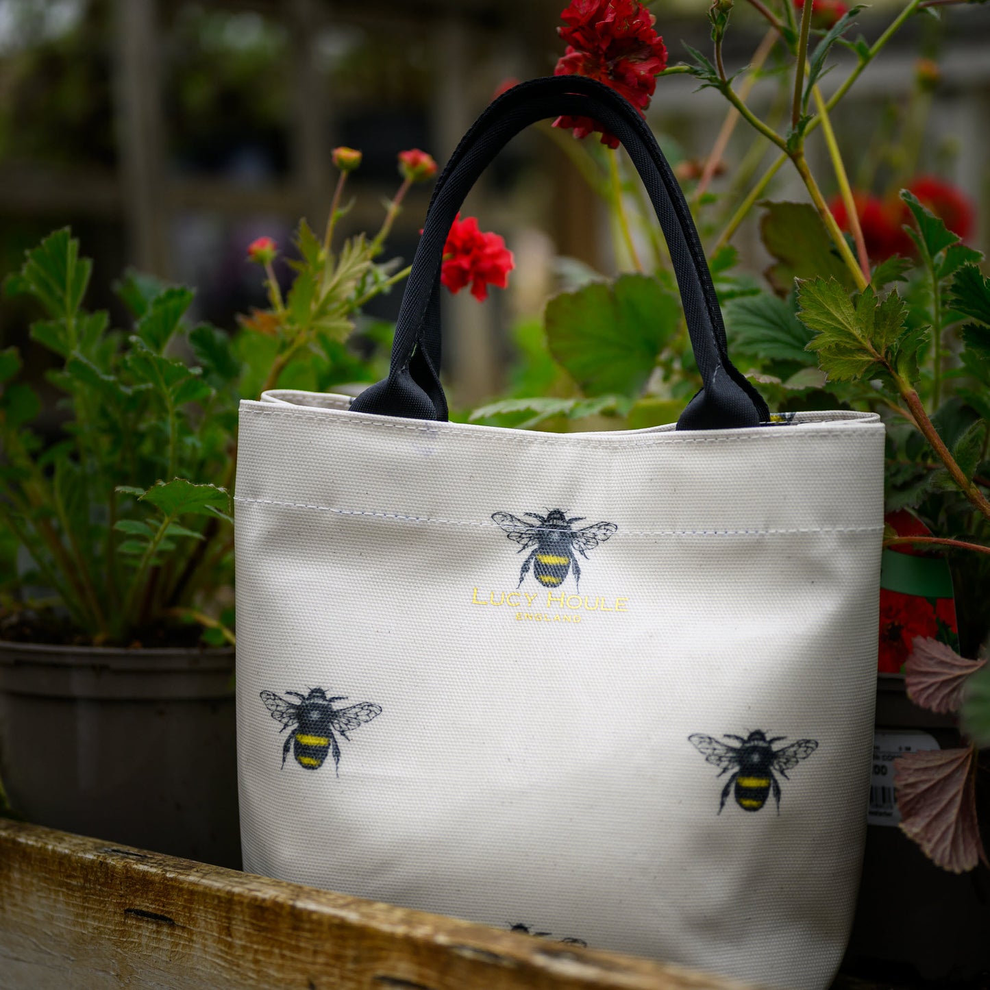 Limited Edition Vintage Bee Mini Tote Bag with Black Handles
