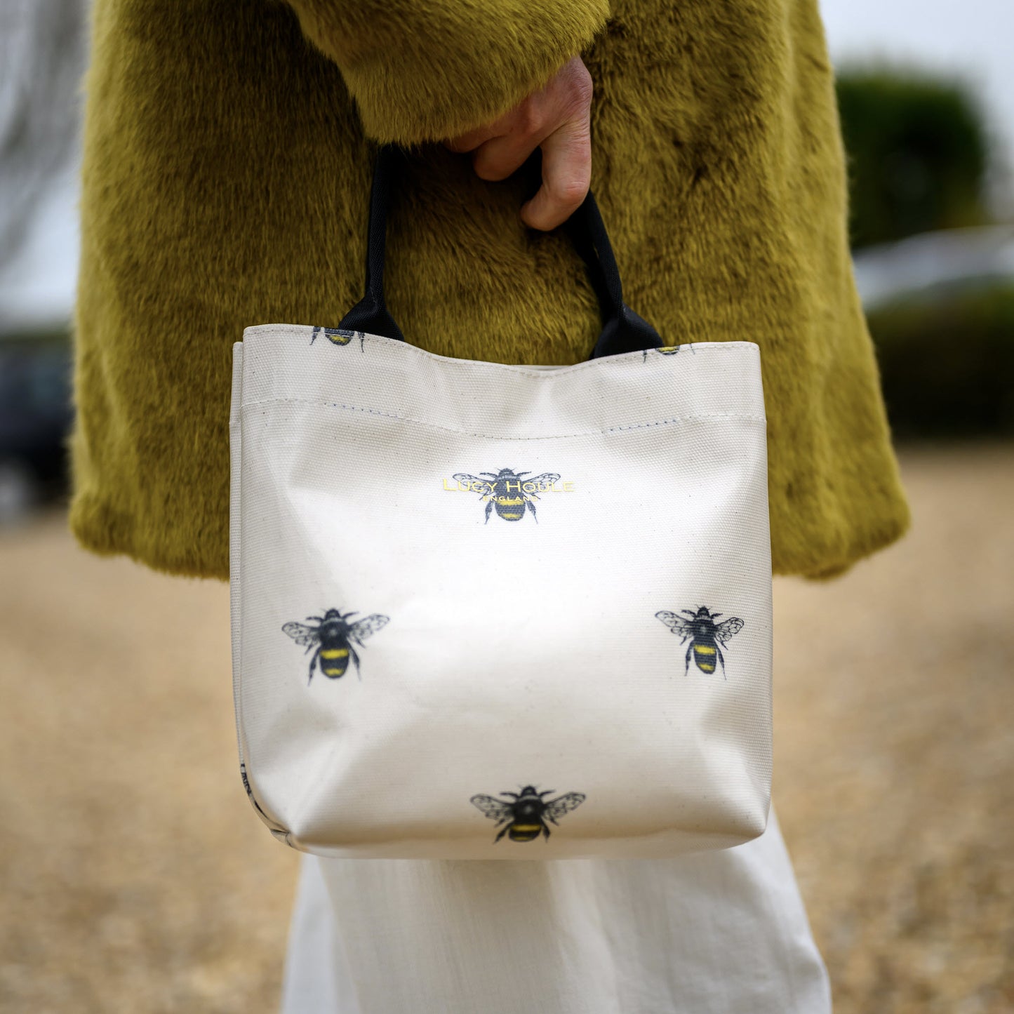 Limited Edition Vintage Bee Mini Tote Bag with Black Handles