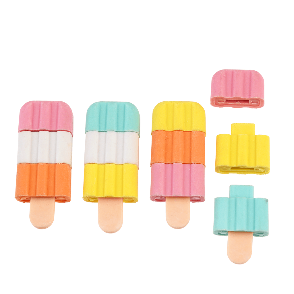 Set of four ice lolly erasers