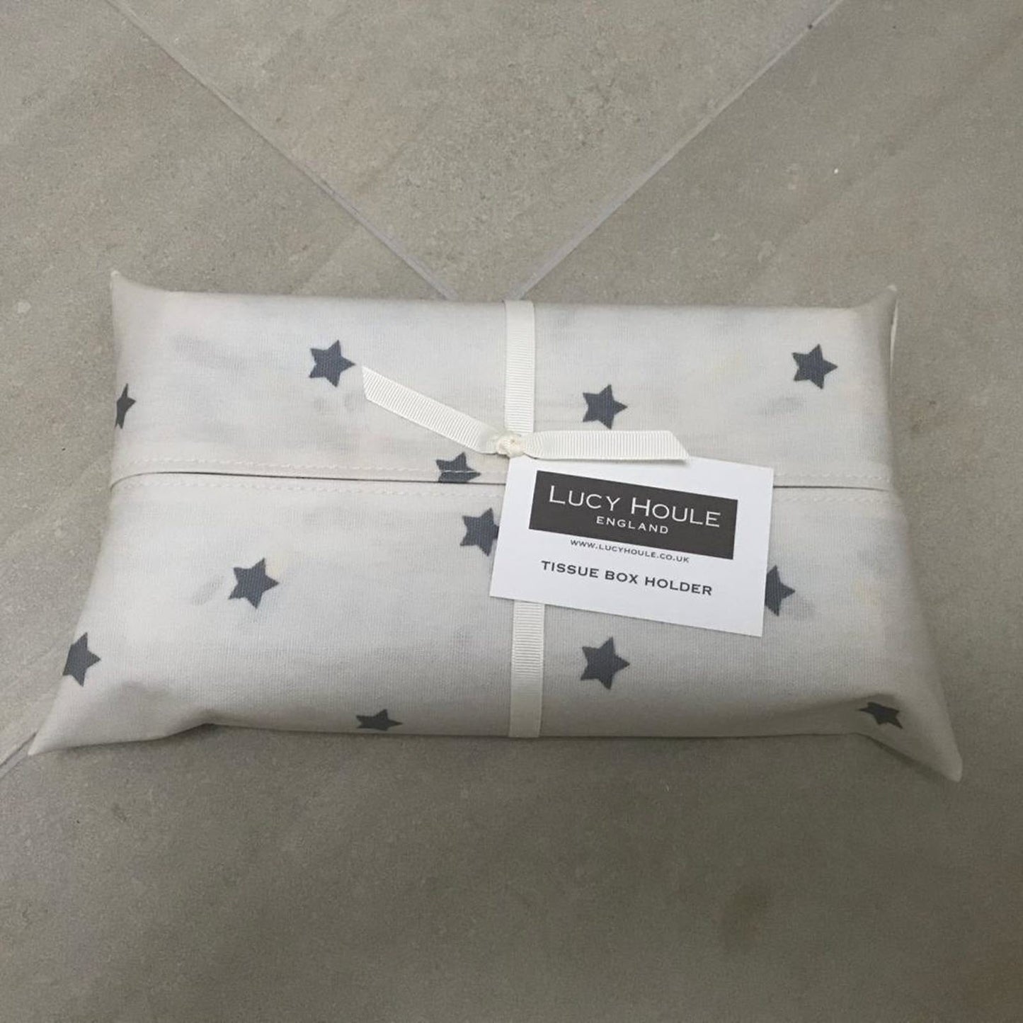 Cream & Grey Small Star Tissue Box Holder
