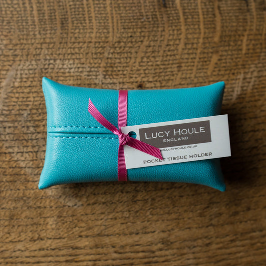Faux Leather Turquoise Pocket Tissue Holder