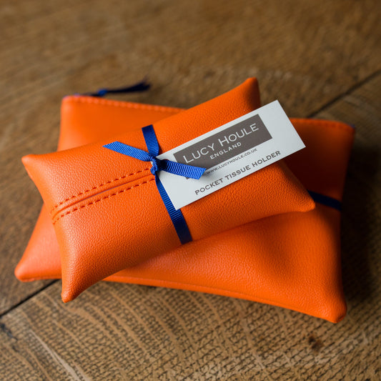 Faux Leather Orange Handbag Set Cobalt Zip