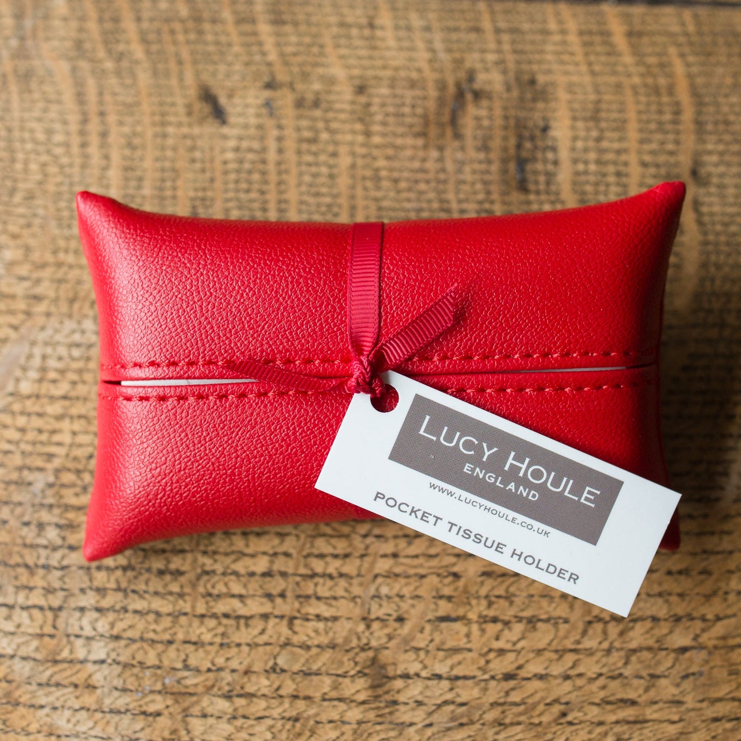 Faux Leather Red Pocket Tissue Holder No