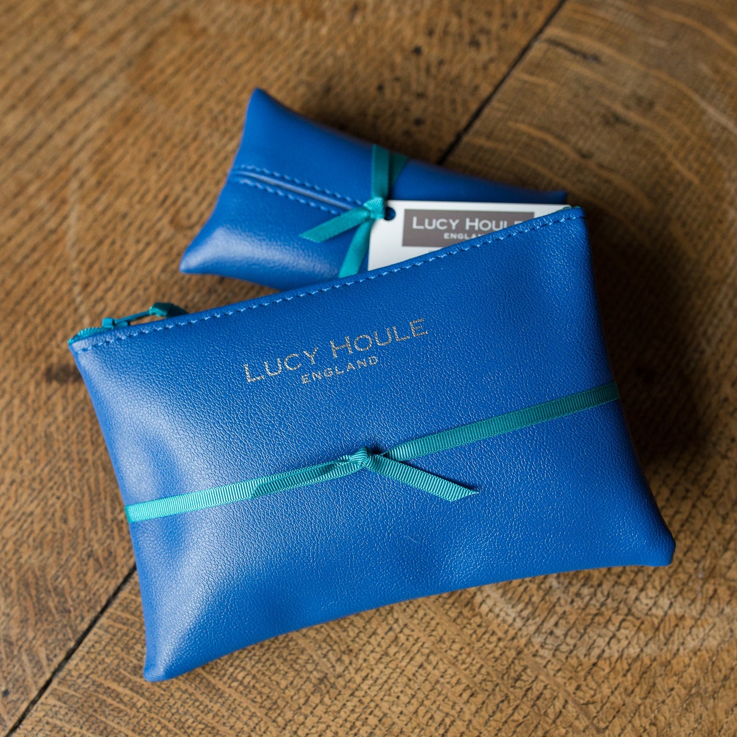 Faux Leather Cobalt Blue Handbag Set Turquoise Zip