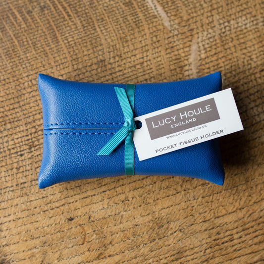 Faux Leather Cobalt Blue Pocket Tissue Holder Turquioise