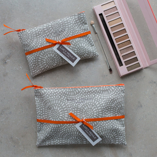 Stone Sunburst  Make-Up Bag with Orange Zip