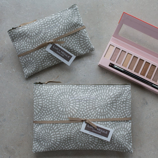Stone Sunburst  Make-Up Bag with Khaki Zip
