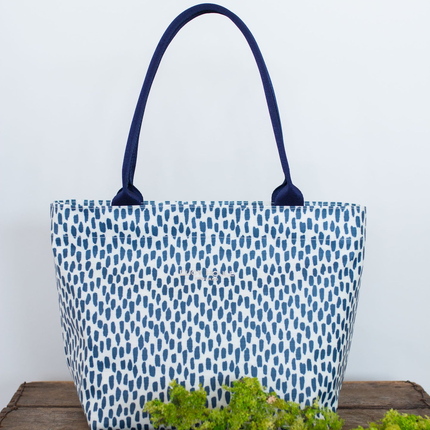 Navy Cobblestone Small Zip Tote Bag