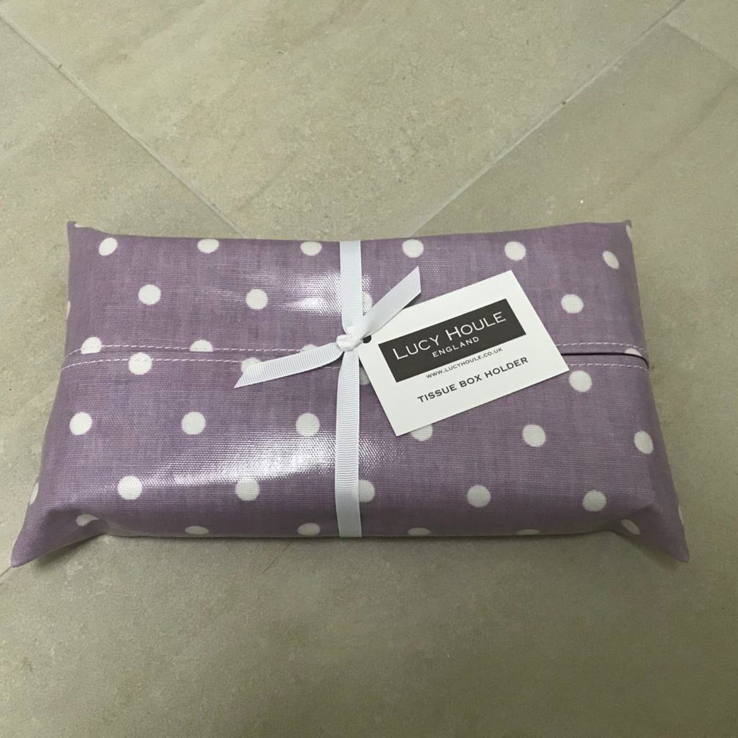 Purple & White Spot Tissue Box Holder