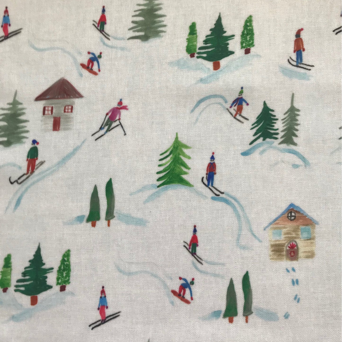 Skiing in the Trees Oilcloth by the metre