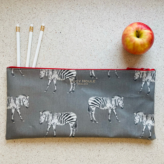 Zebra Pencil case with Red Zip