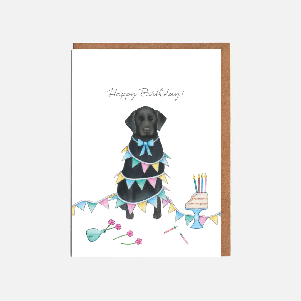 Happy Birthday, Labrador & Bunting Card