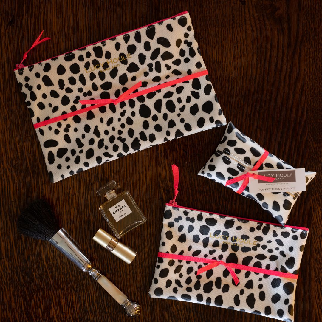 Dalmatian Handbag Set with Pink Neon Zip