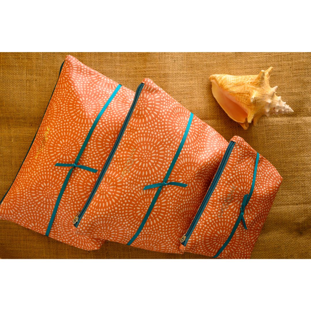 Amber Sunburst Wash Bag with Aqua Zip