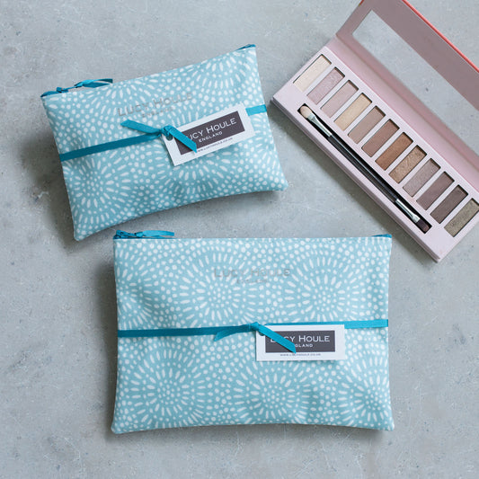Aqua Sunburst Make-Up Bag with Aqua Zip